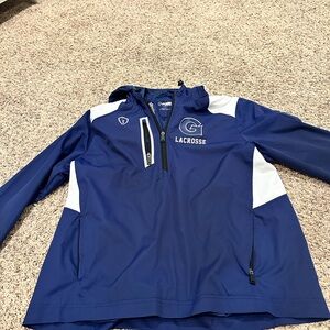 Champion Blue and White Georgetown Lacrosse Pullover